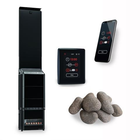 Saunum Air 7 | 6.4kW Black Steel Finish Sauna Heater Package