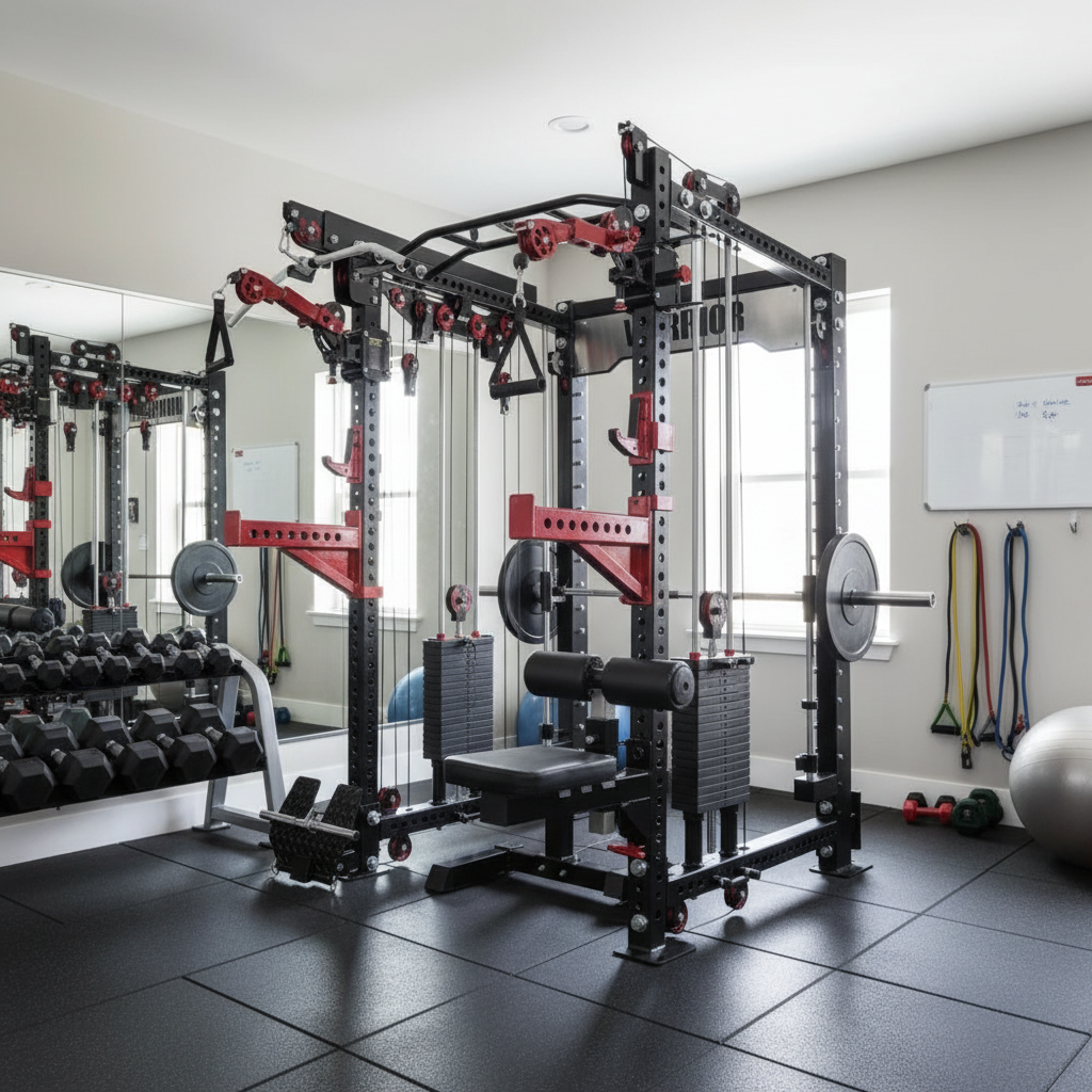Warrior 3.5 Cable Crossover Pulley Power Rack Gym System with Lat Pulldown