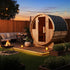 4-Person Rustic Cedar Barrel Traditional Sauna with Hariva Heater