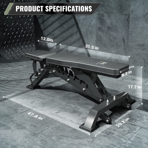 Major Fitness Adjustable Bench | 1300Lbs Capacity Weight Bench - Black