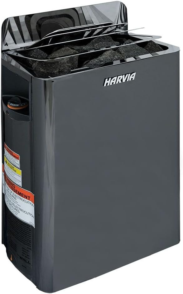 Harvia 8.0kW Black Steel Wall Heater | Built-in Controls