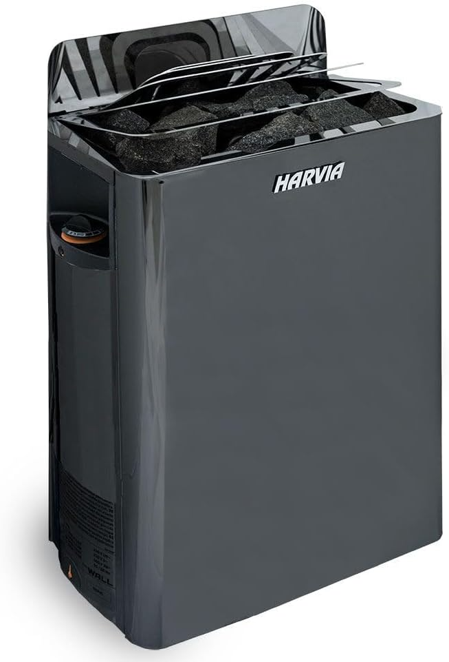 Harvia 6.0kW Black Steel Wall Heater | Built-in Controls