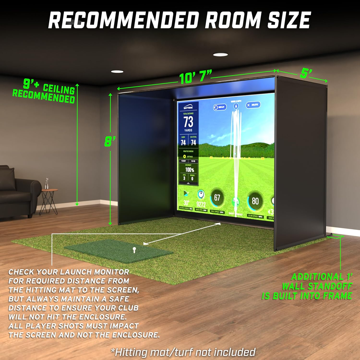 10 x 8 ft Golf Simulator Enclosure Net