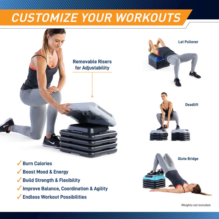 Marcy Adjustable Aerobic Step Platform with 4 Risers