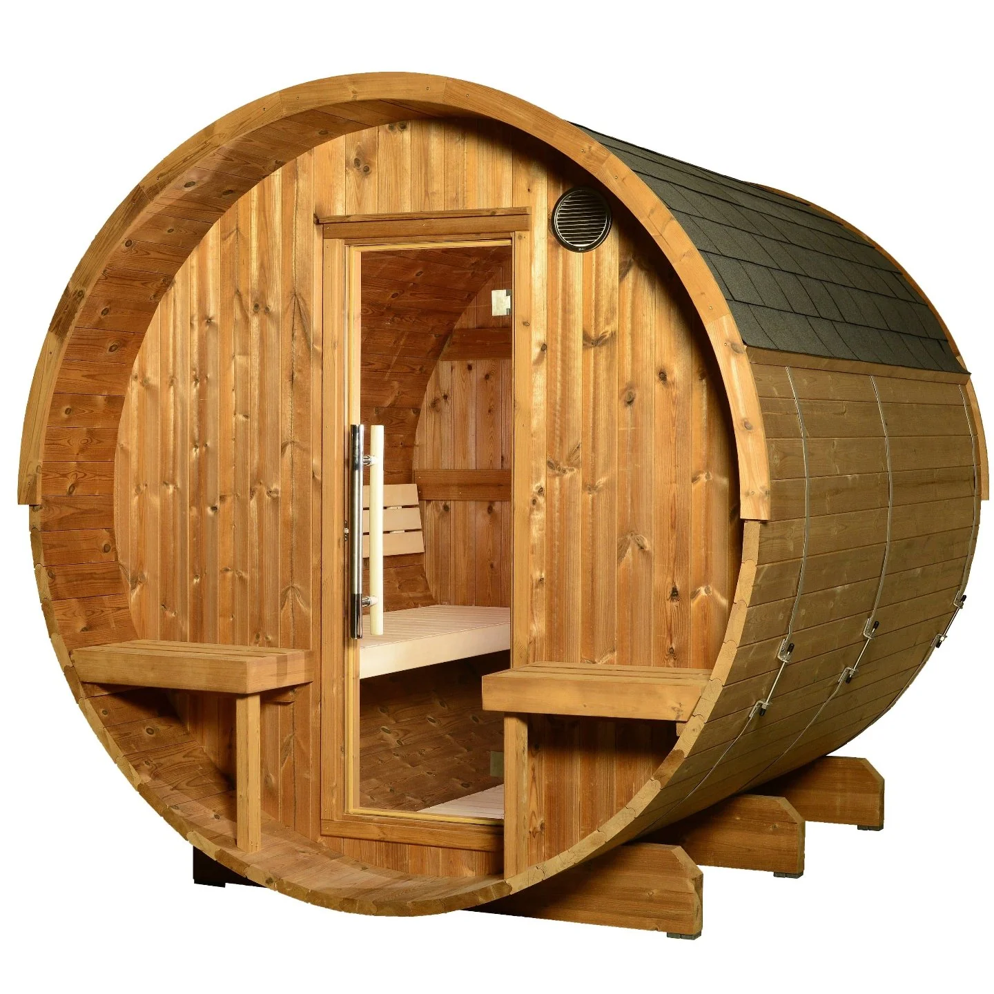 Almost Heaven Magnus 6-Person Canopy Barrel Sauna (Heritage Collection)