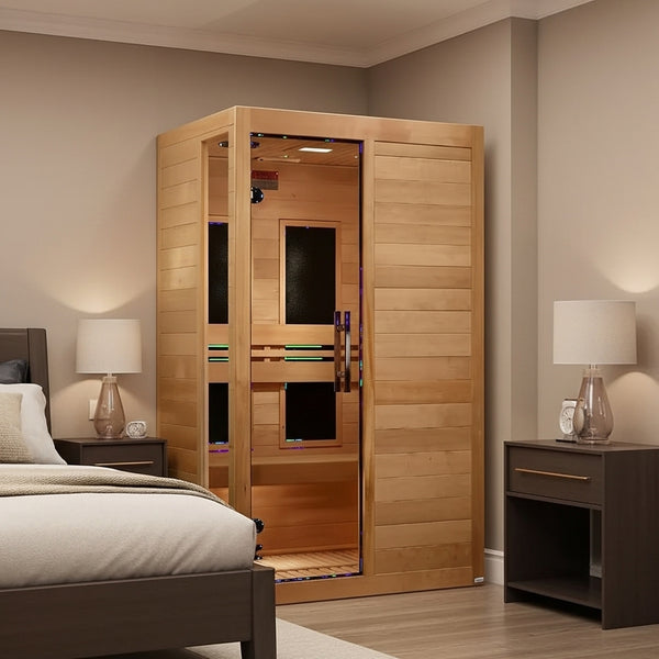 New 2026 Model Dynamic "Llumeneres" 2 Person Full Spectrum Nero Zero EMF FAR IR Sauna (DYN-6215-03 FS)