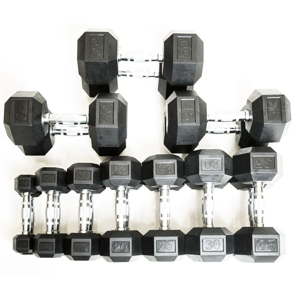 Rubber Hex Dumbbells & Packages