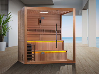 New 2026 "Kuusamo Edition" 6 Person Traditional Sauna (GDI-7206-01) - Canadian Red Cedar Interior