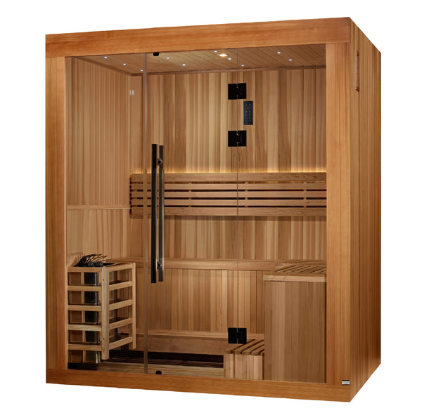 New 2026  "Copenhagen Edition" 3 Person Traditional Sauna - Canadian Red Cedar Interior and Pacific Premium Clear Cedar Exterior