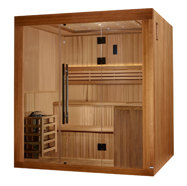 New 2026 Updated "Osla Edition" 6 Person Traditional Sauna - Canadian Red Cedar Interior and Pacific Premium Clear Cedar Exterior