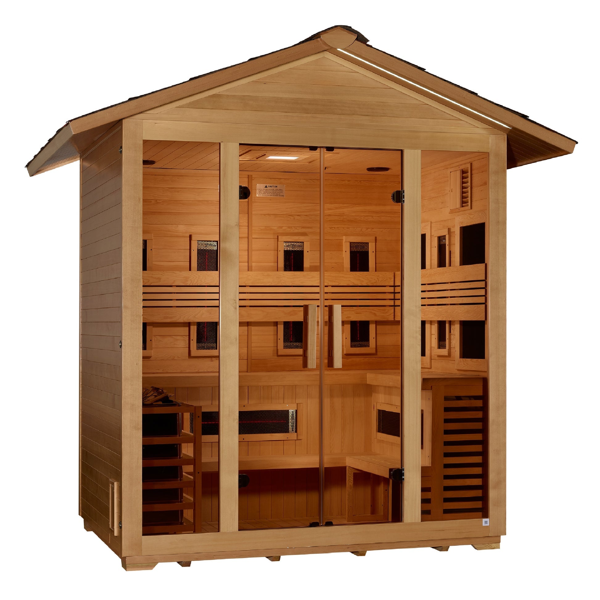New 2026 "Gargellen" 5 Person Hybrid (PureTech™ Full Spectrum IR Or Traditional Stove) Outdoor Sauna