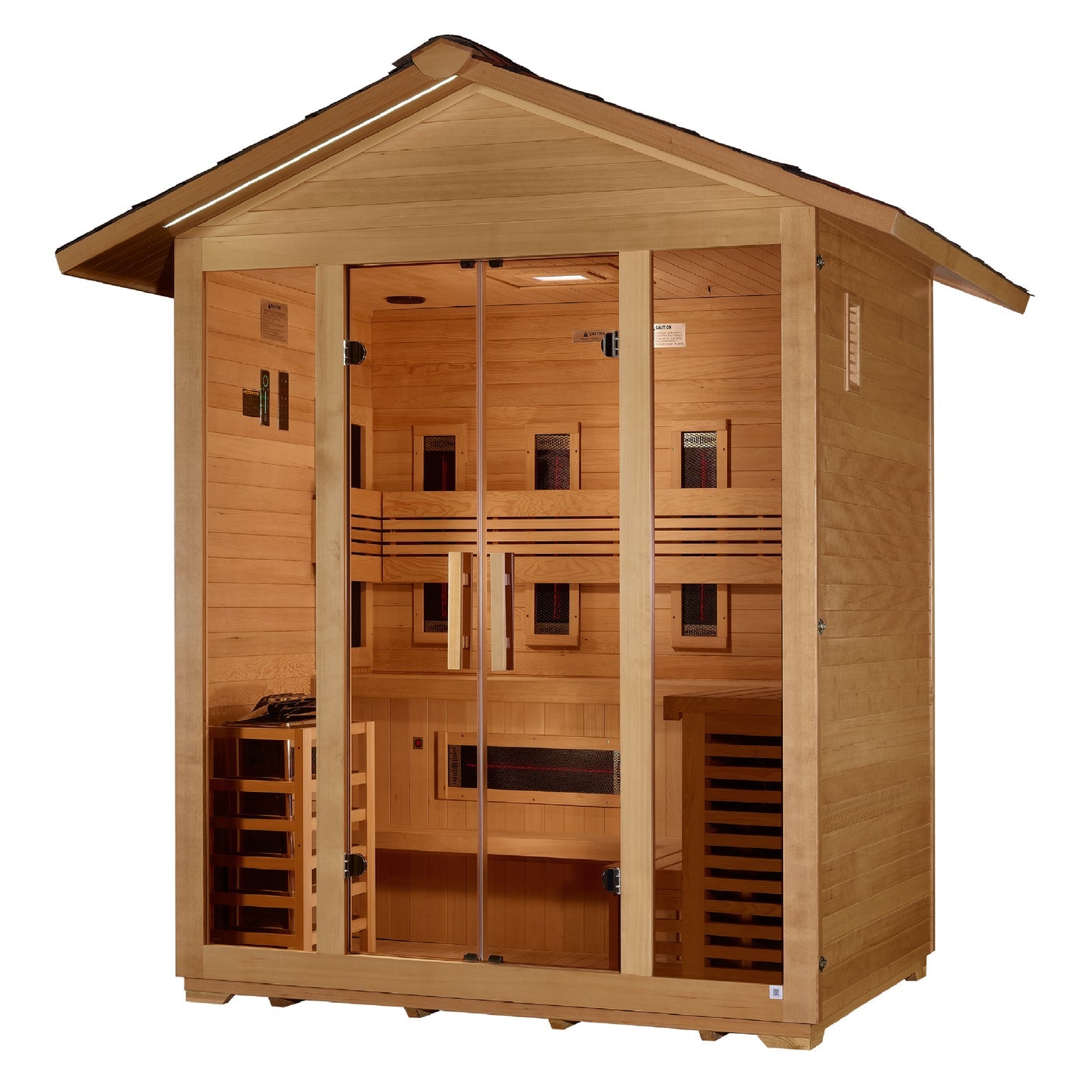 New 2026 "Gargellen" 5 Person Hybrid (PureTech™ Full Spectrum IR Or Traditional Stove) Outdoor Sauna