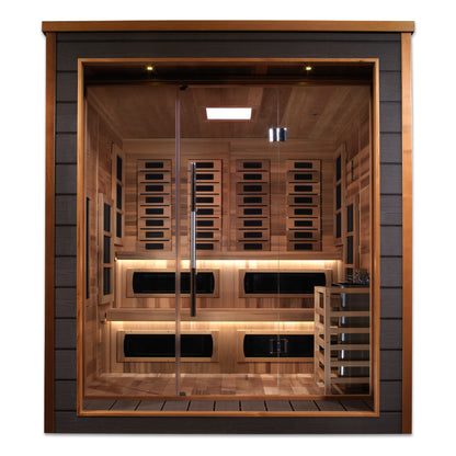 New 2026 "Karlstad" 6-Person Outdoor-Indoor PureTech™ Hybrid Full Spectrum Sauna