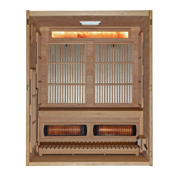 New 2026 Soria GDI-8330-01 3 Per Hybrid Sauna (Indoor). Full Spectrum and Harvia Traditional Stove