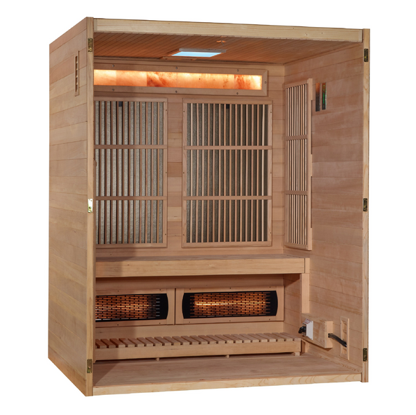 New 2026 Soria GDI-8330-01 3 Per Hybrid Sauna (Indoor). Full Spectrum and Harvia Traditional Stove