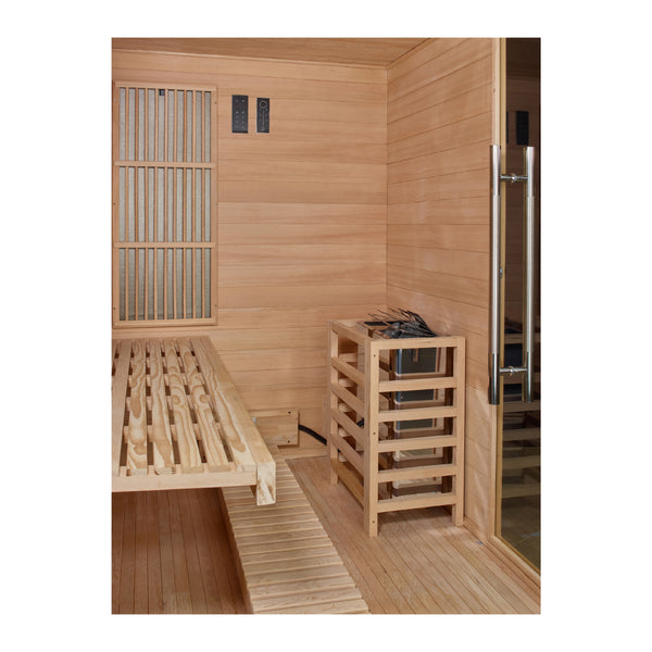 New 2026 Soria GDI-8330-01 3 Per Hybrid Sauna (Indoor). Full Spectrum and Harvia Traditional Stove