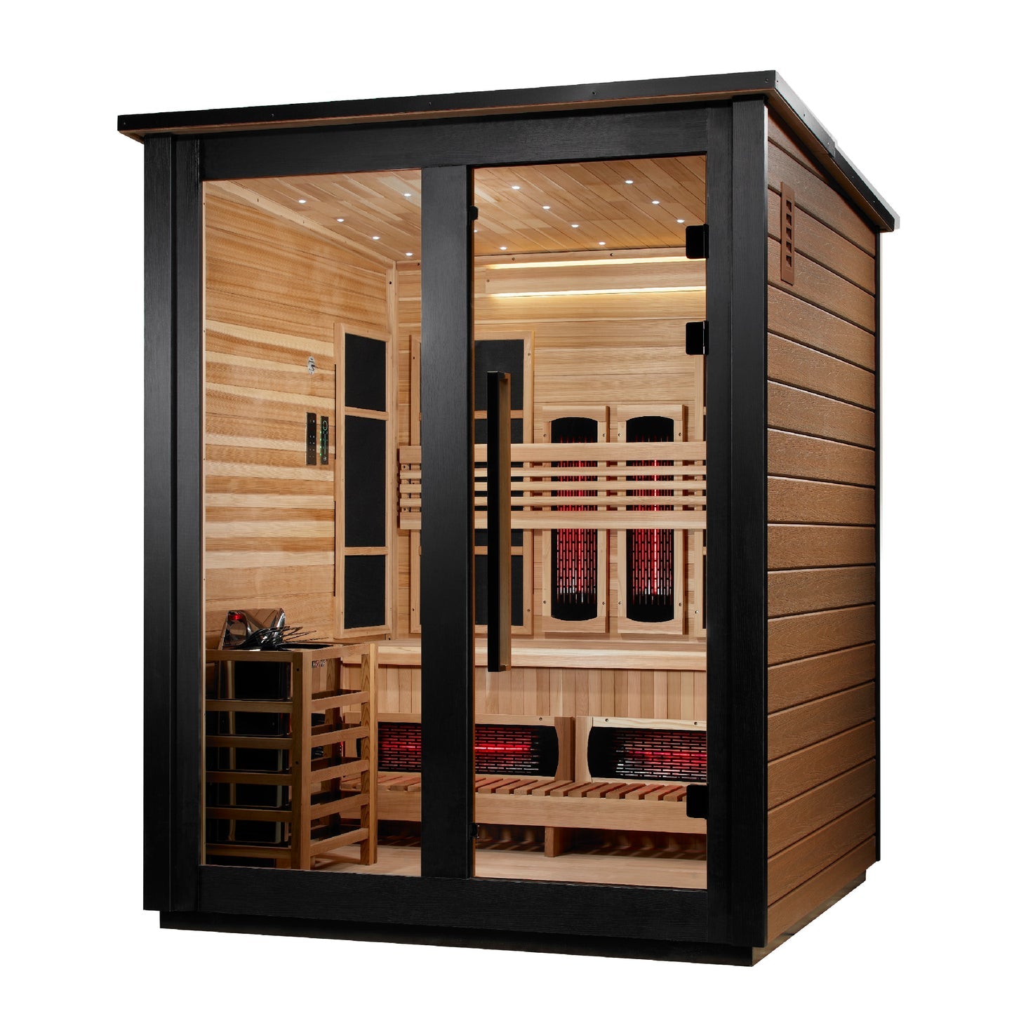 Golden Designs "Loviisa" 3 Person, 2 Tone Barn Hybrid (PureTech™ Full Spectrum IR or Traditional Stove) Outdoor Sauna
