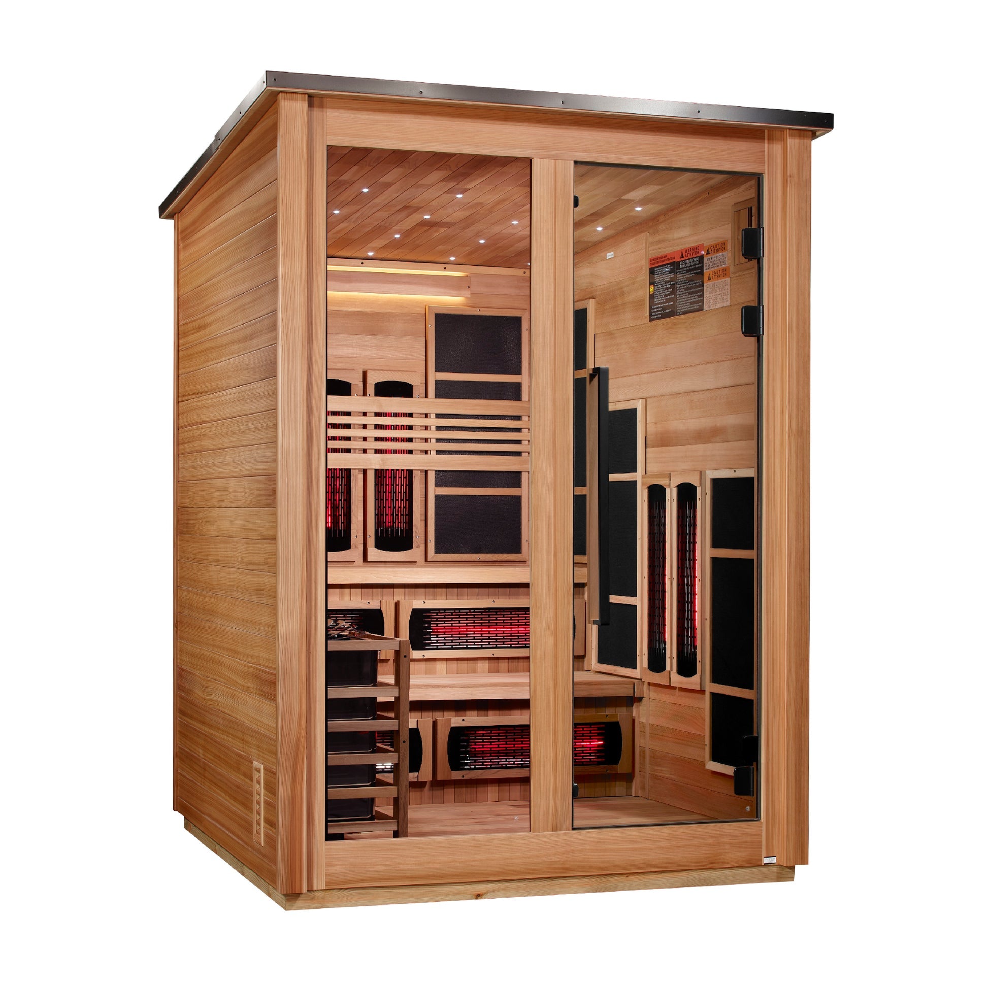 Golden Designs "Kaskinen" 6 Person, Pacific Cedar Barn Hybrid (PureTech™ Full Spectrum IR or Traditional Stove) Outdoor Sauna