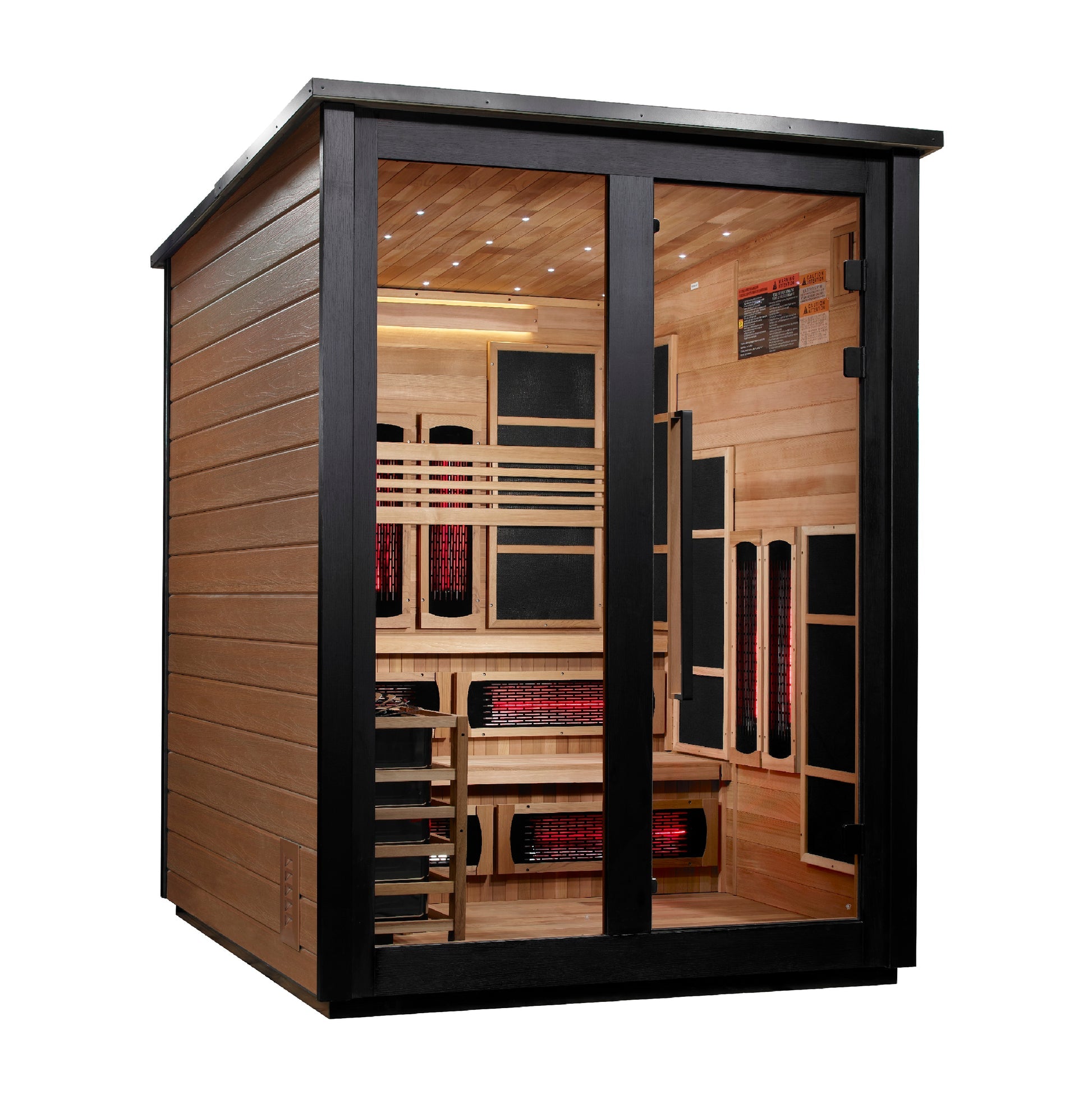 Golden Designs "Kaskinen" 6 Person, 2 Tone Barn Hybrid (PureTech™ Full Spectrum IR or Traditional Stove) Outdoor Sauna