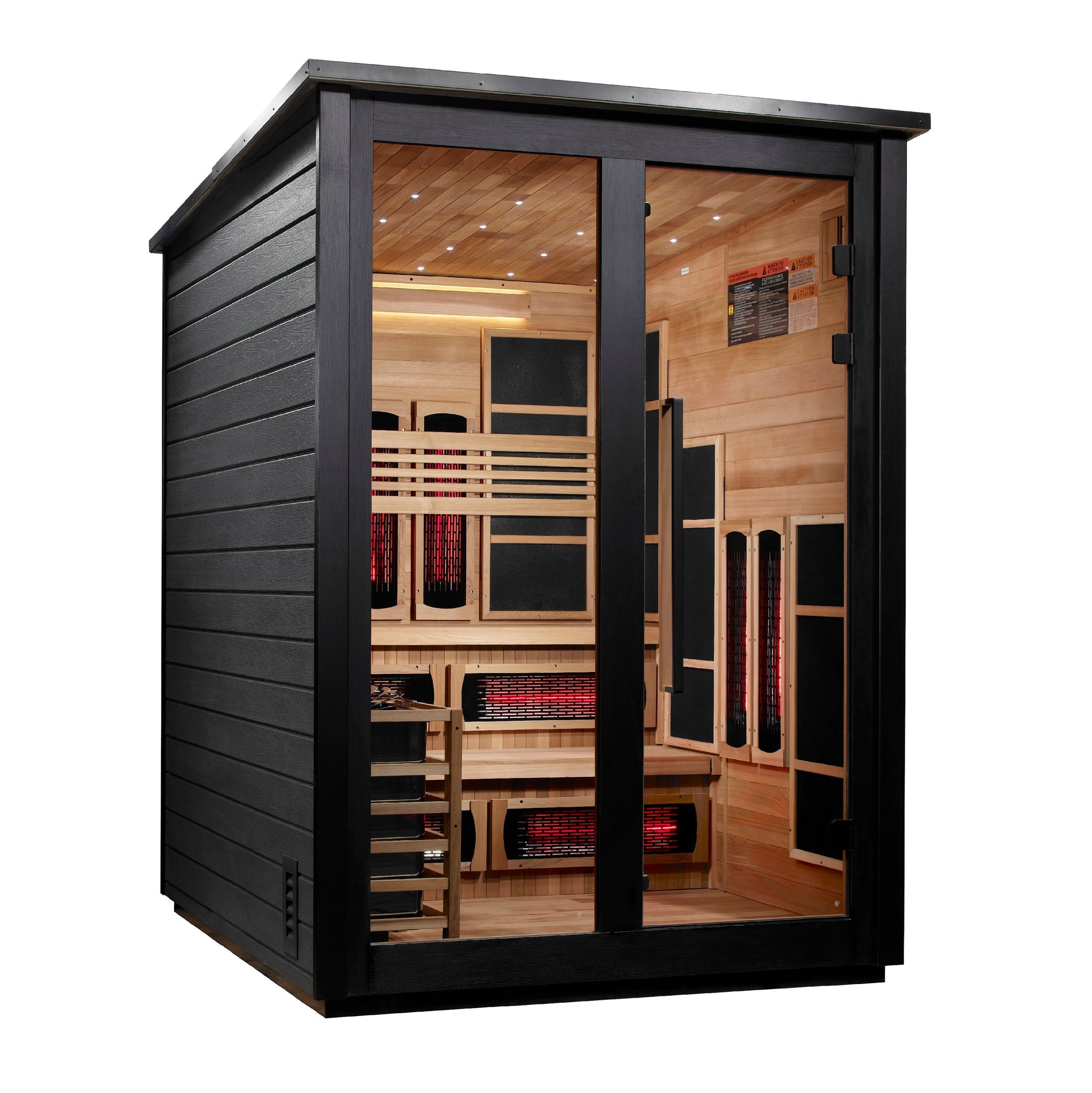 Golden Designs "Kaskinen" 6 Person, Black Barn Hybrid (PureTech™ Full Spectrum IR or Traditional Stove) Outdoor Sauna
