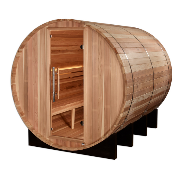 New 2026 "Klosters" 6 Person Barrel Traditional Sauna - Pacific Cedar
