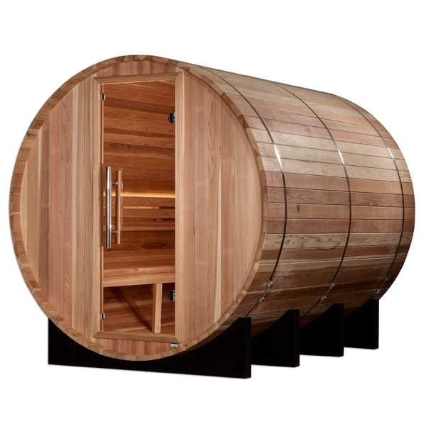 New 2026 "Klosters" 6 Person Barrel Traditional Sauna - Pacific Cedar