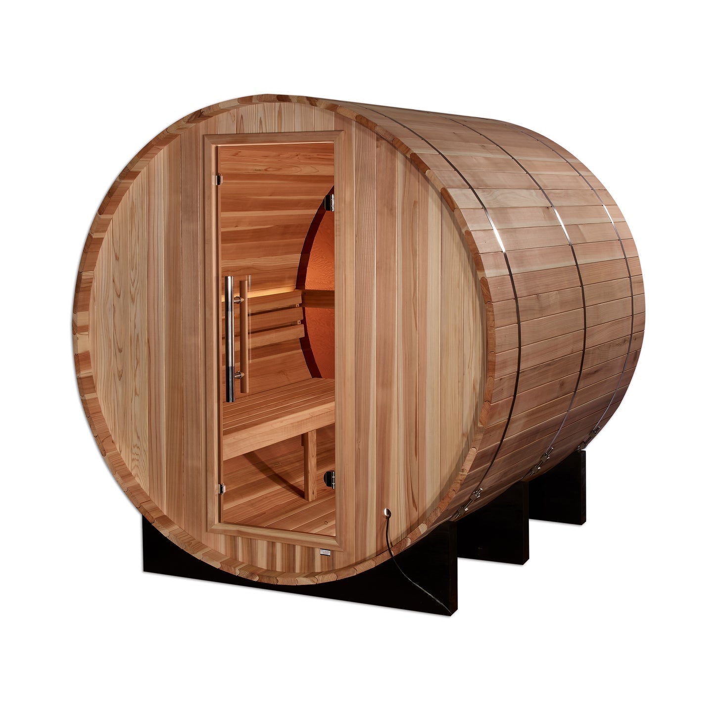New 2026 "Zurich" 4 Person Barrel Traditional Sauna (w/ Bronze Privacy View)