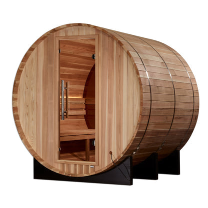New 2026 "Zurich" 4 Person Barrel Traditional Sauna (w/ Bronze Privacy View)