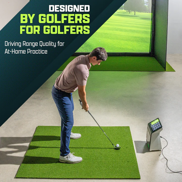 Golf Hitting Mat - PRO 5 x 4 ft - 5 mm Artificial Turf Training Mat for Indoor/Outdoor Swing Practice, Includes 3 Rubber Tees