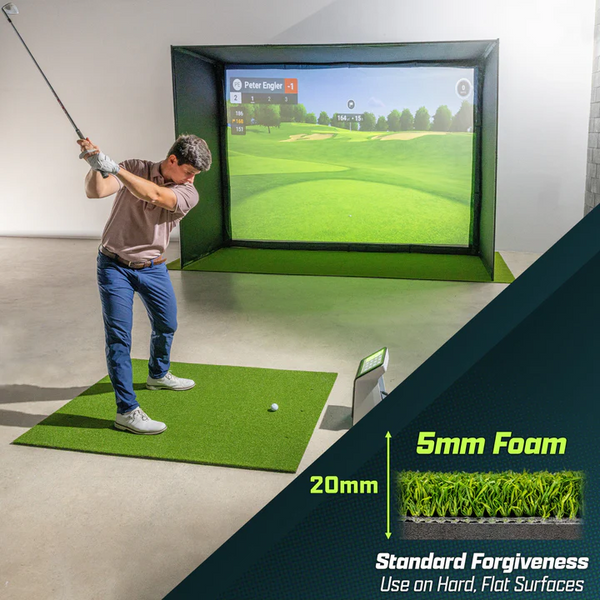 Golf Hitting Mat - PRO 5 x 4 ft - 5 mm Artificial Turf Training Mat for Indoor/Outdoor Swing Practice, Includes 3 Rubber Tees