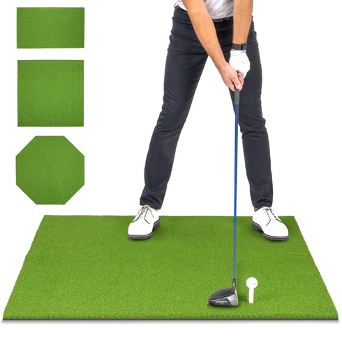 Golf Hitting Mat - PRO 5 x 4 ft - 5 mm Artificial Turf Training Mat for Indoor/Outdoor Swing Practice, Includes 3 Rubber Tees