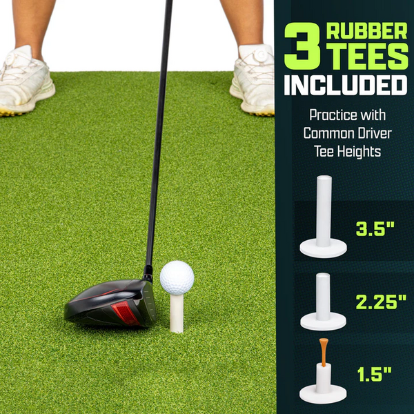 Golf Hitting Mat - PRO 5 x 4 ft - 5 mm Artificial Turf Training Mat for Indoor/Outdoor Swing Practice, Includes 3 Rubber Tees
