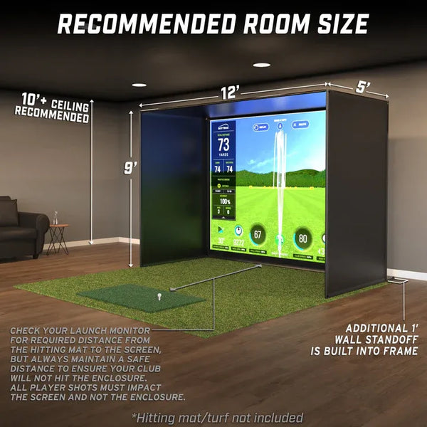 12 x 9 ft Golf Simulator Enclosure Net - Complete Set with Frame and HD Impact Screen Kit
