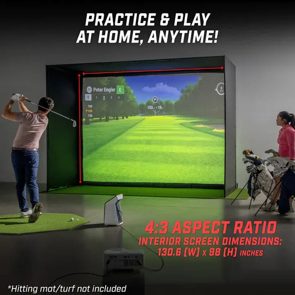 12 x 9 ft Golf Simulator Enclosure Net - Complete Set with Frame and HD Impact Screen Kit