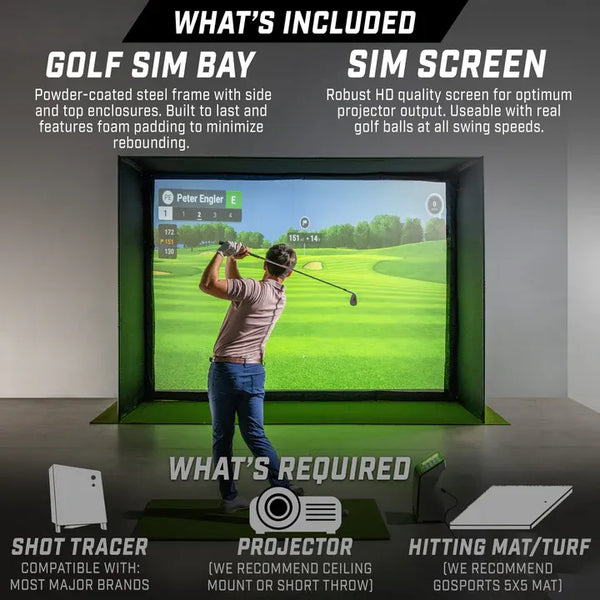 12 x 9 ft Golf Simulator Enclosure Net - Complete Set with Frame and HD Impact Screen Kit
