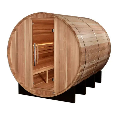 Golden Designs "Klosters" 6 Person Barrel Traditional Sauna - Pacific Cedar