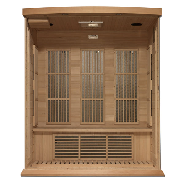 New 2026 Maxxus 3 Person Near Zero EMF FAR Infrared Sauna - Canadian Hemlock
