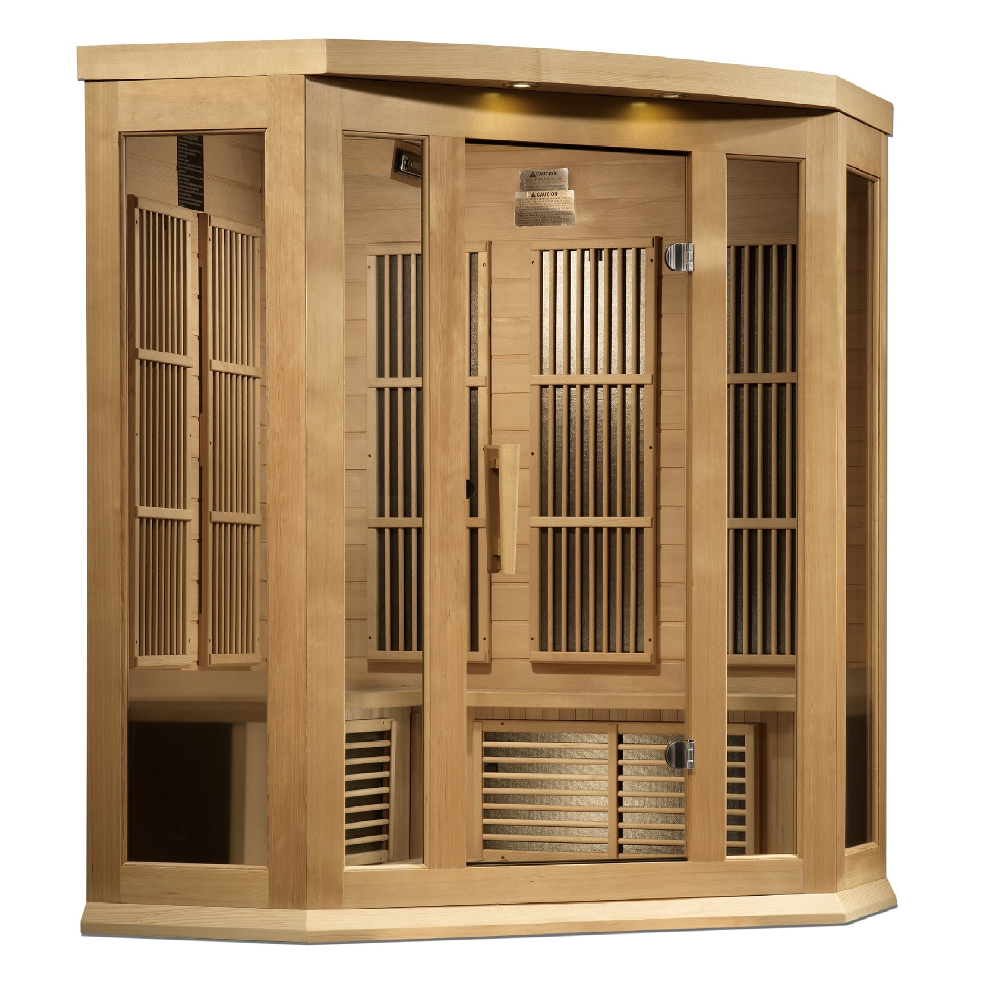 New 2026 Maxxus 3 Person Corner Near Zero EMF FAR Infrared Sauna - Canadian Hemlock