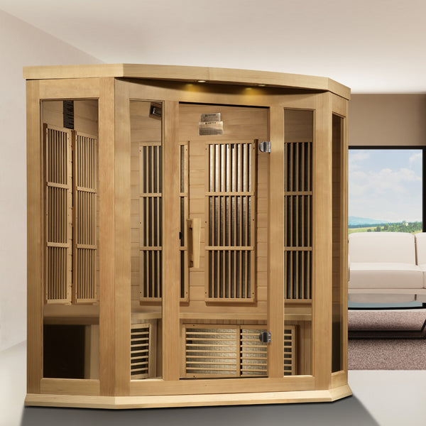 New 2026 Maxxus 3 Person Corner Near Zero EMF FAR Infrared Sauna - Canadian Hemlock