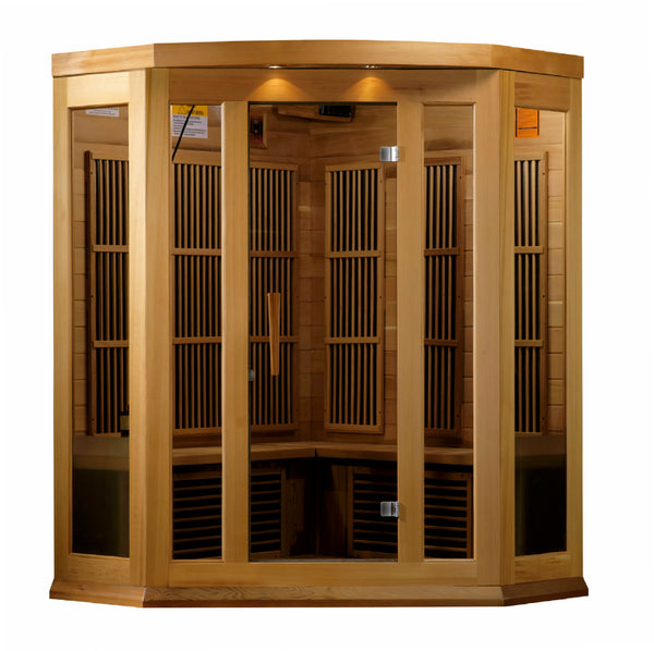 New 2026 Maxxus "Avignon Edition" 3 Person Corner Near Zero EMF FAR Infrared Sauna - Canadian Red Cedar