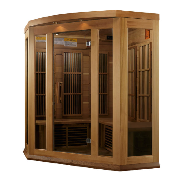 New 2026 Maxxus "Avignon Edition" 3 Person Corner Near Zero EMF FAR Infrared Sauna - Canadian Red Cedar