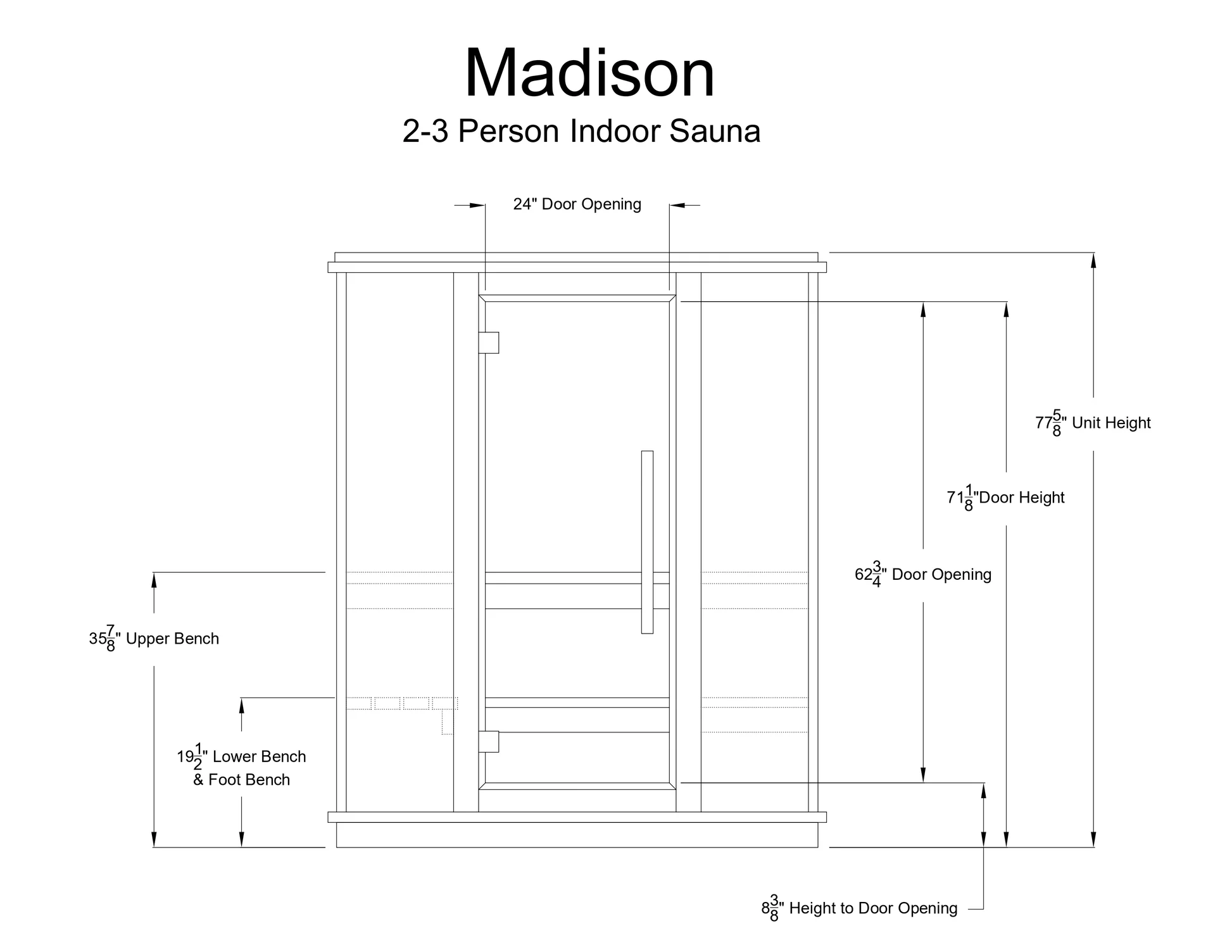 Almost Heaven Madison 2-3 Person Hybrid Indoor Sauna (Respite Series - Hybrid Option)