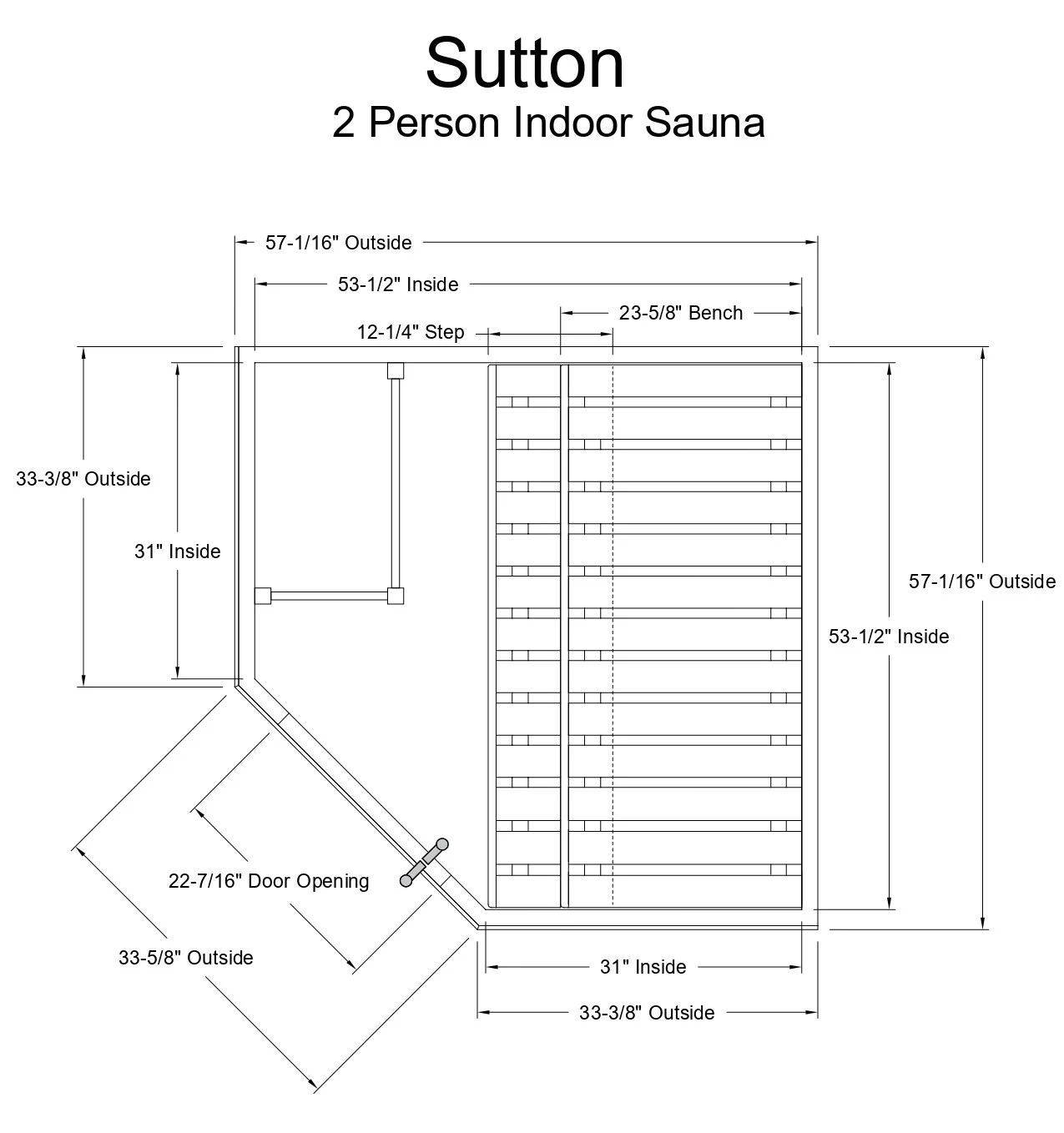Almost Heaven Sutton 2-person Indoor Corner Sauna (Element Series)