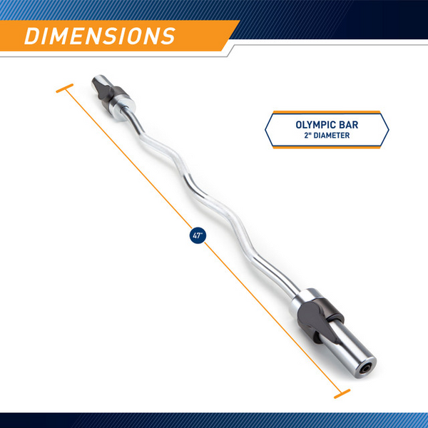 Marcy Solid Steel Olympic Curl Bar | Chrome-Plated Weight Bar | SOC-49
