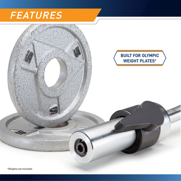 Marcy Solid Steel Olympic Curl Bar | Chrome-Plated Weight Bar | SOC-49