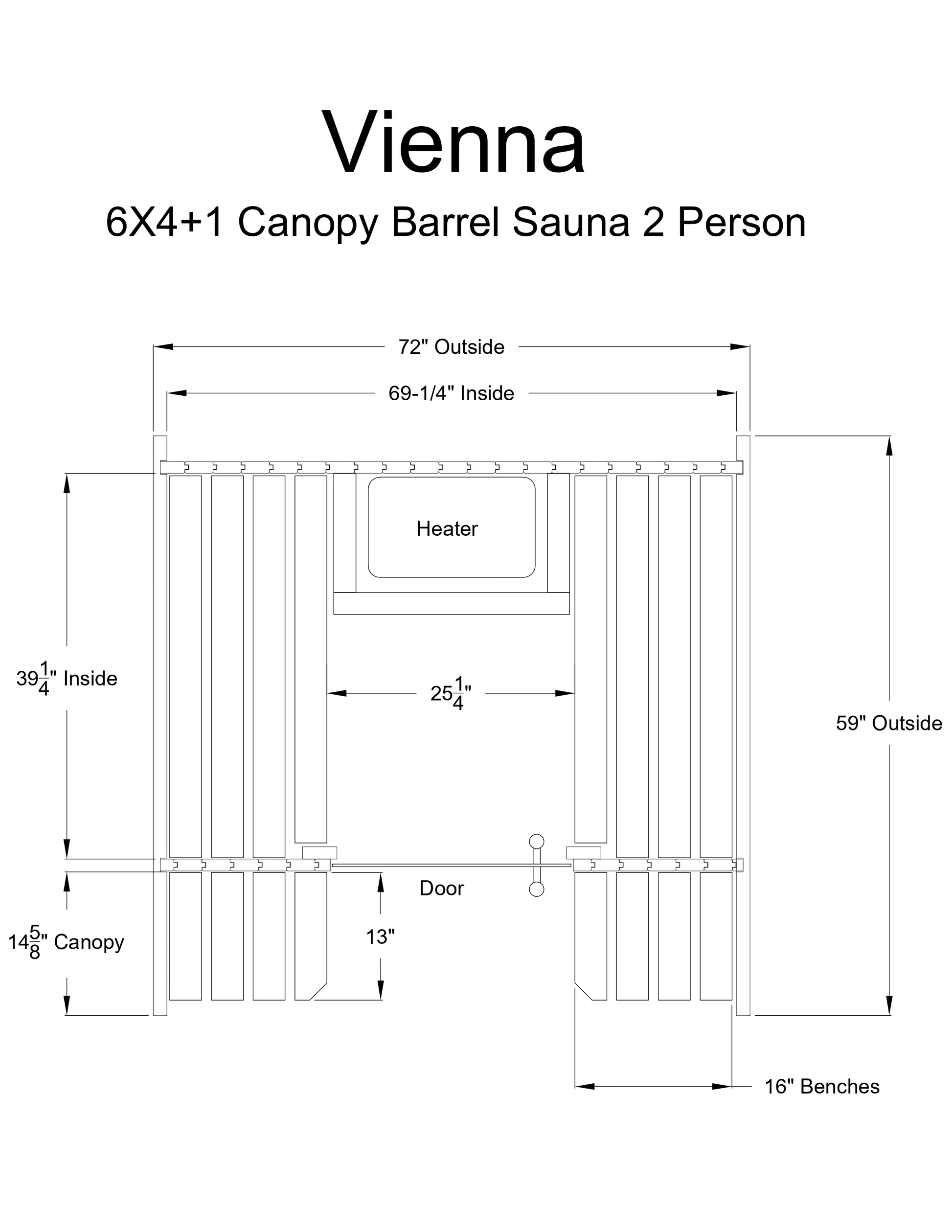 Almost Heaven Vienna 2-Person Canopy Barrel Sauna