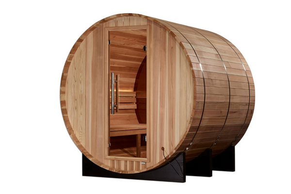 New 2026 "Zurich" 4 Person Barrel Traditional Sauna (w/ Bronze Privacy View)