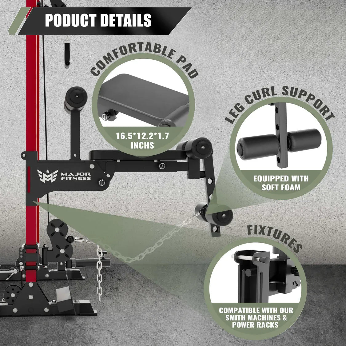 Major Fitness Rack Mounted Leg Extension
