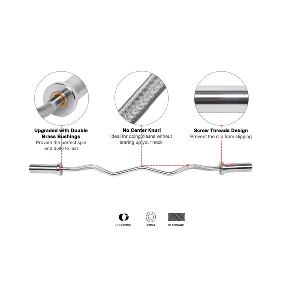 Warrior Commercial Olympic Curl Bar With Chrome Sleeves