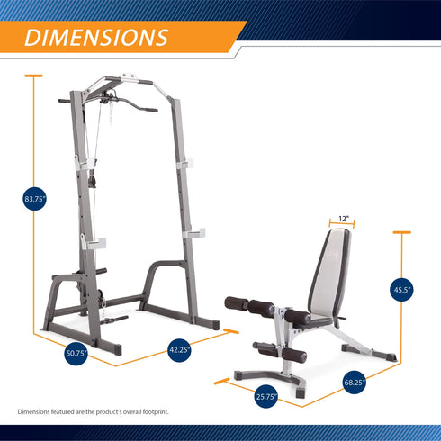 Marcy Pro Deluxe Cage System with Weight Lifting Bench PM 5108 Sparks Fitness Equipment